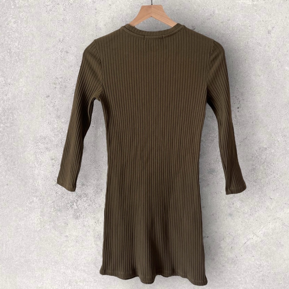Sanctuary Olive Green Rider Ribbed Mini Dress Size M - Picture 9 of 11